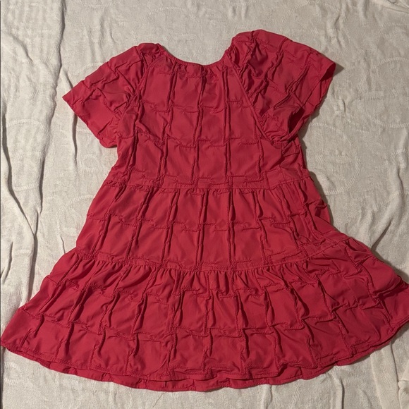 Cloth & Portrait Pink Tiered Ruffle Dress Short Sleeve Lined Size L - Picture 2 of 5